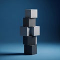 Of six gray and white cubes is arranged against a solid blue Royalty Free Stock Photo