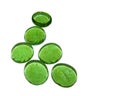 Six Green Glass Pebbles Royalty Free Stock Photo