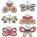 Six hand draw butterflyies, vector