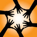 Six human cooperative hands