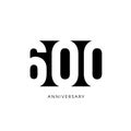 Six hundred anniversary, minimalistic logo. Sex-hundredth years, 600th jubilee, greeting card. Birthday invitation. 600