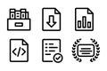 Six icons representing data management, documents, and achievements Keywords: document, file, data Royalty Free Stock Photo