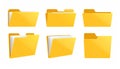 Six illustrations of yellow file folders in various open and clo Royalty Free Stock Photo