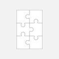 Six jigsaw puzzle parts, blank vector 2x3 pieces