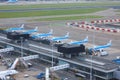 KLM jets parked at Schiphol Royalty Free Stock Photo