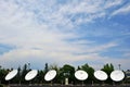 Six Large Satellite Dishes on a Sunny Day