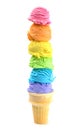 Six Large Scoops of Rainbow Ice Cream Royalty Free Stock Photo