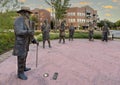 Six life-size bronze sculptures by Linda Lewis for an art piece titled `The Peace Circle` in historic Grapevine.