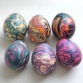 Six Marbled Easter Eggs Royalty Free Stock Photo