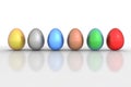 Six Metallic Eggs in a Line - Colourful Mix