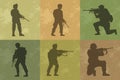 six military soldiers silhouettes