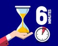 6 Six Minutes Vector Time Symbol with Clock Royalty Free Stock Photo