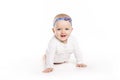 Six month old baby, in front of a white background Royalty Free Stock Photo