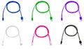 Six multi-colored usb cables on a white isolated background Royalty Free Stock Photo