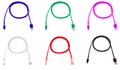 Six multi-colored usb cables on a white isolated background Royalty Free Stock Photo