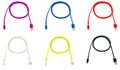 Six multi-colored usb cables on a white isolated background Royalty Free Stock Photo
