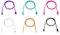 Six multi-colored usb cables on a white isolated background Royalty Free Stock Photo