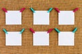 Six neatly aligned blank white notepads Royalty Free Stock Photo