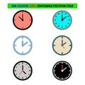 Six clock vector graphic design Royalty Free Stock Photo