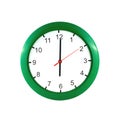 Six o'clock on green wall clock Royalty Free Stock Photo