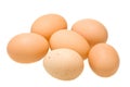 Six organic eggs isolated on white