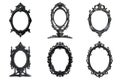 Six Ornate Black Oval Mirror Frames Royalty Free Stock Photo