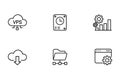 Six outline icons for cloud computing and data management services vector illustration Royalty Free Stock Photo
