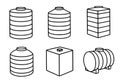 Illustration of 6 Water Tanks, Outline Version Royalty Free Stock Photo