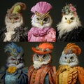 Colorful Owl Portraits In Rococo Style: A Photorealistic Homage To Andy Warhol