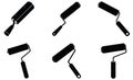 Six Paint Roller Silhouettes on white background 2 Royalty Free Stock Photo