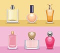 six perfumes bottles icons