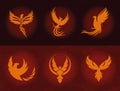six phoenix birds icons Royalty Free Stock Photo