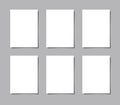 Six pieces blank sheet of white paper with the shadow Royalty Free Stock Photo