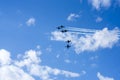 Six planes on summer sunny sky. Royalty Free Stock Photo
