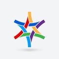 Six-pointed geometric star symbol in rainbow colors