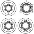 Six pointed sheriffs star in circle set