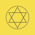 Six-pointed star icon. Hexagram sign. Esoteric symbol of witchcraft. The symbol of the Star of David and Judaism. Isolated vector