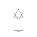 Six pointed star icon named Shield of David - Magen David in Hebrew. Symbol of modern Jewish identity.