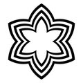 Six pointed star symbol, blossom shaped, with arched offset lines