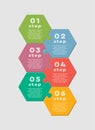 Six puzzle jigsaw hexagon line info graphic. Royalty Free Stock Photo