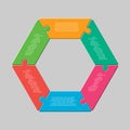 Six puzzle jigsaw hexagon process info graphic. Royalty Free Stock Photo