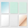 Six rectangular cards are arranged in two rows on a light gray backgroun Royalty Free Stock Photo