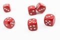 Six Red Dices Besides In A White Box #1 Royalty Free Stock Photo