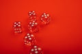 Six red dices with white spots Royalty Free Stock Photo