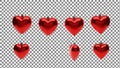 Six Red Heart-Shaped Ornaments Royalty Free Stock Photo
