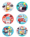 Six Round Spam Bot Icons Royalty Free Stock Photo