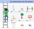 Six safety rulers use of ladders Royalty Free Stock Photo