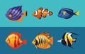 six sealife underwater icons Royalty Free Stock Photo