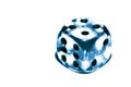 Six-sided dice, made of transparent plastic