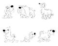 Six sketches of dogs